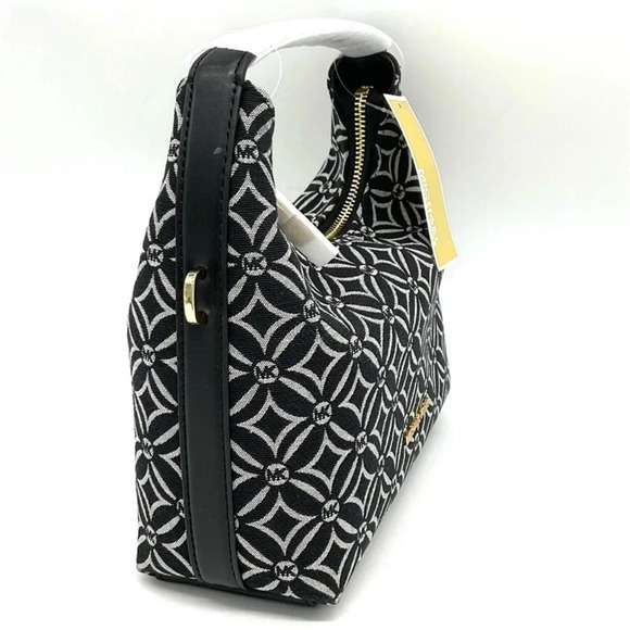 Michael Kors Ember Small Logo Jacquard Messenger Bag Black - Picture 4 of 11